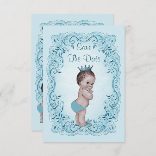 Blauwe Prins opslaan het Baby shower Datum Save The Date (Voorkant / Achterkant)