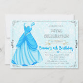 Blauwe prinses op de verjaardagsuitnodiging kaart (Voorkant)