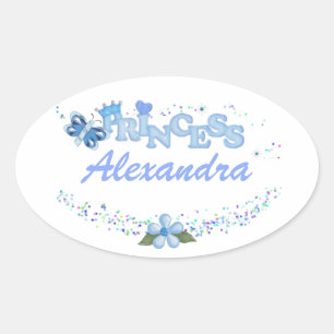 Blauwe Prinses Ovale Sticker