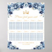 Blauwe Prinses Quinceañera 10 tafels Zitplaatskaar Poster (Voorkant)
