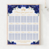 Blauwe Prinses Quinceañera 15 tafels Zitplaatskaar Poster