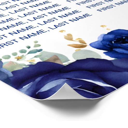 Blauwe Prinses Quinceañera 15 tafels Zitplaatskaar Poster (Hoek)