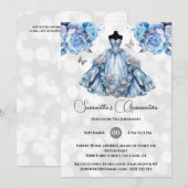 Blauwe prinses Quinceañera fantasie baljurk rozen Kaart (Voorkant / Achterkant)