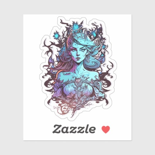 Blauwe prinses sticker (Vel)