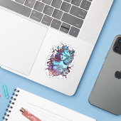 Blauwe prinses sticker (Laptop met iPhone)