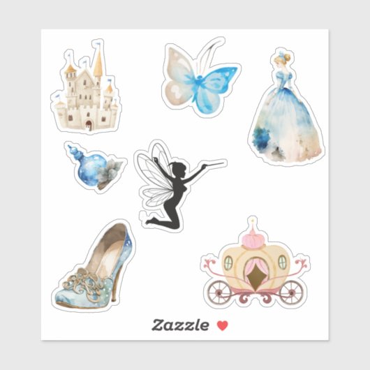 Blauwe prinses sticker pack (Vel)