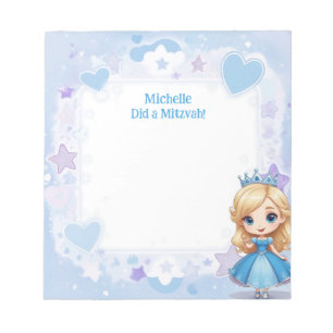 Blauwe prinses Theme Blonde gepersonaliseerde mits Notitieblok
