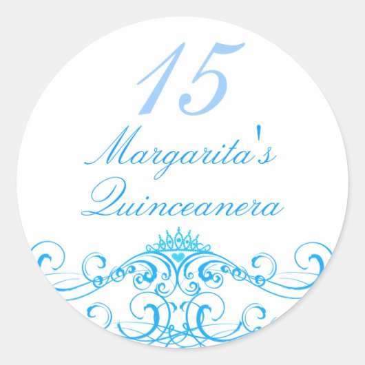 Blauwe Prinses Tiara Quinceanera Sticker (Voorkant)