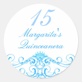 Blauwe Prinses Tiara Quinceanera Sticker