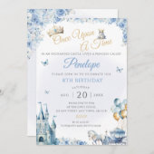 Blauwe prinses verjaardagsfeest nodigt sprookje ui kaart (Voorkant / Achterkant)