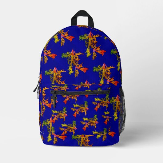 Blauwe print gesneden naaizak bedrukte rugzak (Voorkant)