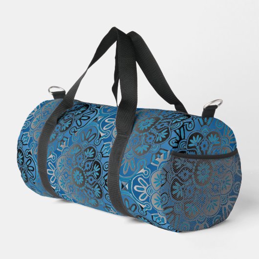 Blauwe print kleine Duffle Bag Plunjezak (Rechterhoek)
