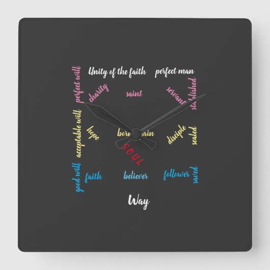 Blauwe print tot in de perfectie. vierkante klok (Voorkant)