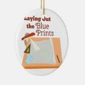 Blauwe Prints Keramisch Ornament (Rechts)