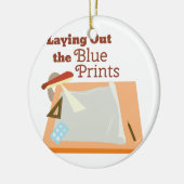 Blauwe Prints Keramisch Ornament (Links)