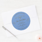 Blauwe productlabels Decoratieve Scrollwork-grens Ronde Sticker (Envelop)