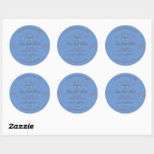 Blauwe productlabels Decoratieve Scrollwork-grens Ronde Sticker (Vel)