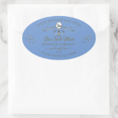 Blauwe productlabels Decoratieve Scrollwork toevoe Ovale Sticker (Tas)