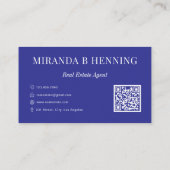 Blauwe professionele foto QR-code voor vastgoedmak Visitekaartje (Achterkant)