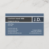 Blauwe professionele initialen visitekaartje (Voorkant)