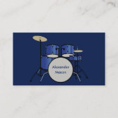 Blauwe Professionele Muzikant Drummer QR Code Visitekaartje (Voorkant)