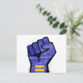 Blauwe Protests Vuist Briefkaart (Staand voorkant)