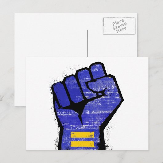 Blauwe Protests Vuist Briefkaart (Voorkant / Achterkant)