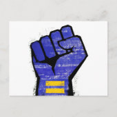 Blauwe Protests Vuist Briefkaart (Voorkant)