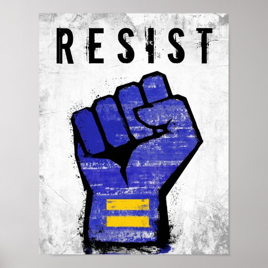 Blauwe Protests Vuist Poster (Voorkant)
