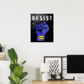 Blauwe Protests Vuist Poster (Thuiskantoor)