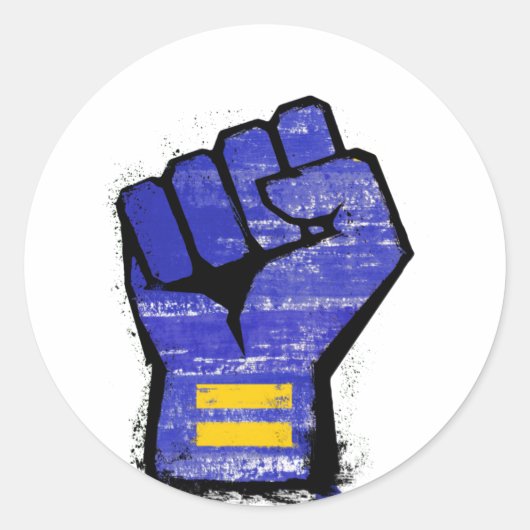 Blauwe Protestsstompteken Ronde Sticker (Voorkant)