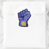 Blauwe Protestsstompteken Ronde Sticker (Tas)