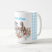 Blauwe Pset Pattern Country Farm Animals Coffee Mo Koffiemok (Voorkant rechts)