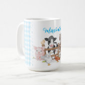 Blauwe Pset Pattern Country Farm Animals Coffee Mo Koffiemok (Voorkant links)