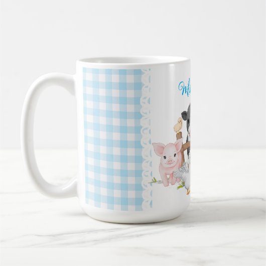 Blauwe Pset Pattern Country Farm Animals Coffee Mo Koffiemok (Links)