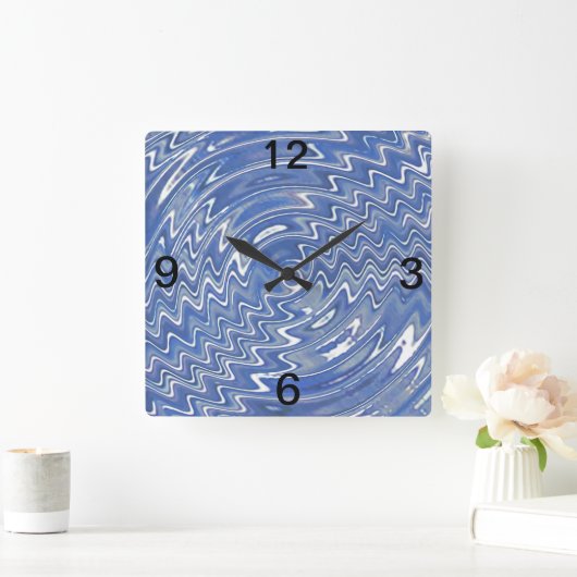 Blauwe Psychedelische Vierkante wandklok (Huis)