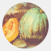  Blauwe Pumpkin Erfgoed herfst Renaissance Ronde Sticker (Voorkant)