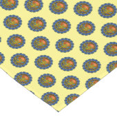 Blauwe punts omcirkelde ventilatorbladeren korte tafelloper (Hoek)