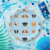 Blauwe Puppies Dog Birthday Papieren Bordje (Feest)