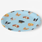 Blauwe Puppies Dog Birthday Papieren Bordje (Gekanteld)