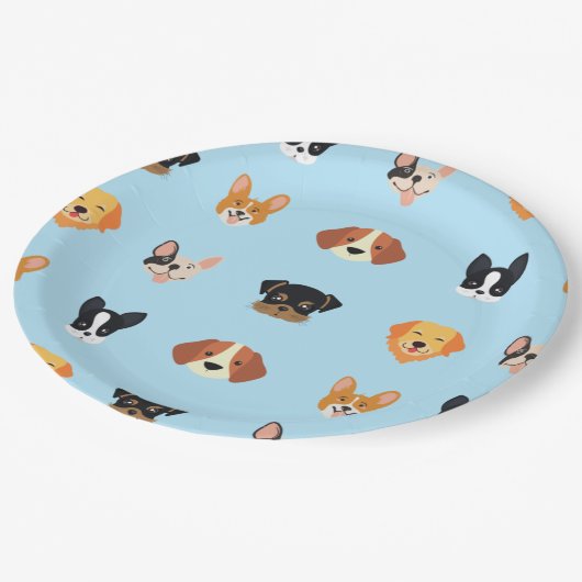 Blauwe Puppies Dog Birthday Papieren Bordje (Gekanteld)