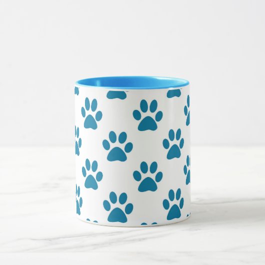 Blauwe puppy paws print koffie mok (Midden)