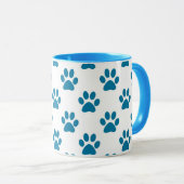 Blauwe puppy paws print koffie mok (Voorkant rechts)