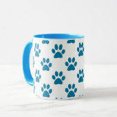 Blauwe puppy paws print koffie mok (Voorkant links)
