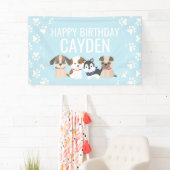 blauwe puppy verjaardagsfeest banner (Insitu)