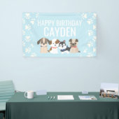 blauwe puppy verjaardagsfeest banner (Beurs)