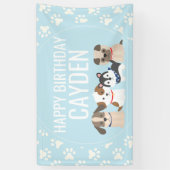 blauwe puppy verjaardagsfeest banner (Verticaal)