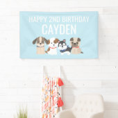 blauwe puppy verjaardagsfeest banner (Insitu)