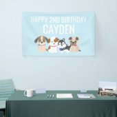 blauwe puppy verjaardagsfeest banner (Beurs)