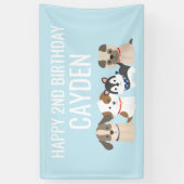 blauwe puppy verjaardagsfeest banner (Verticaal)